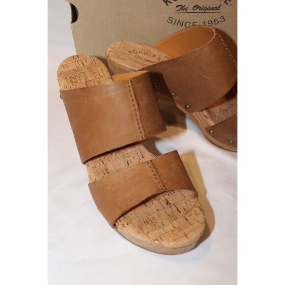 Kork-Ease‎ Women Darra Sandals Platform Block Heel Black Wood EU 39 NIB BROWN - Picture 4 of 7